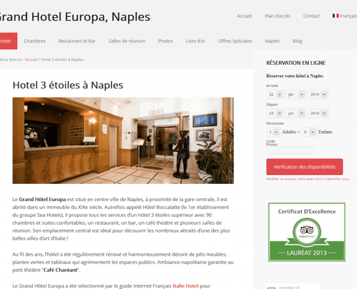 Progetto sito web Grand Hotel Europa